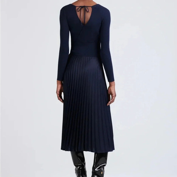 NWT Derek Lam 10 Crosby Anika Long Sleeve Pleated Midi Sweater Dress - Picture 2 of 11